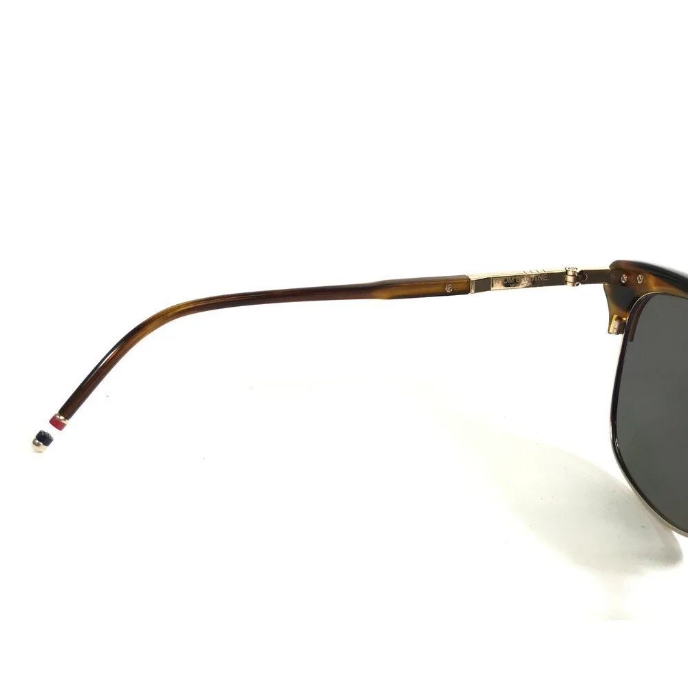 Thom Browne Sunglasses TB-505-D-WLT-GLD-56 Brown Gold Cat Eye with Green Lenses